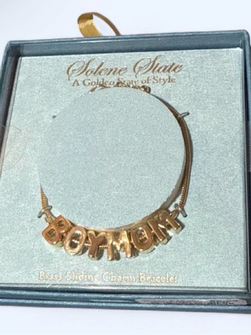 Gold 'Boy Mom' Sliding Charm Bracelet